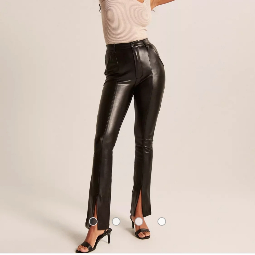 NWT Abercrombie&Fitch skinny ultra high rise vegan leather split pants 20/35L